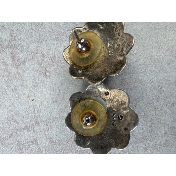 Blue Lapis Lazuli Sterling Silver‎ Stud Earrings Boho Southwestern Bold Art - Picture 3 of 5